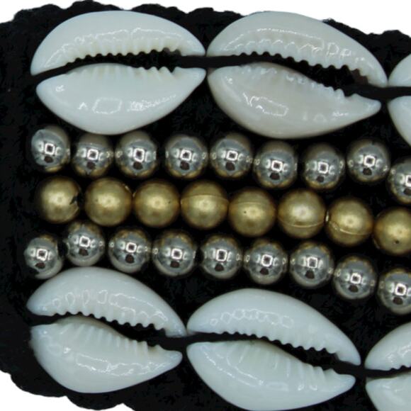 Anthropologie X Cocobelle Black Woven Papua Shell Beaded Bracelet - Picture 6 of 8